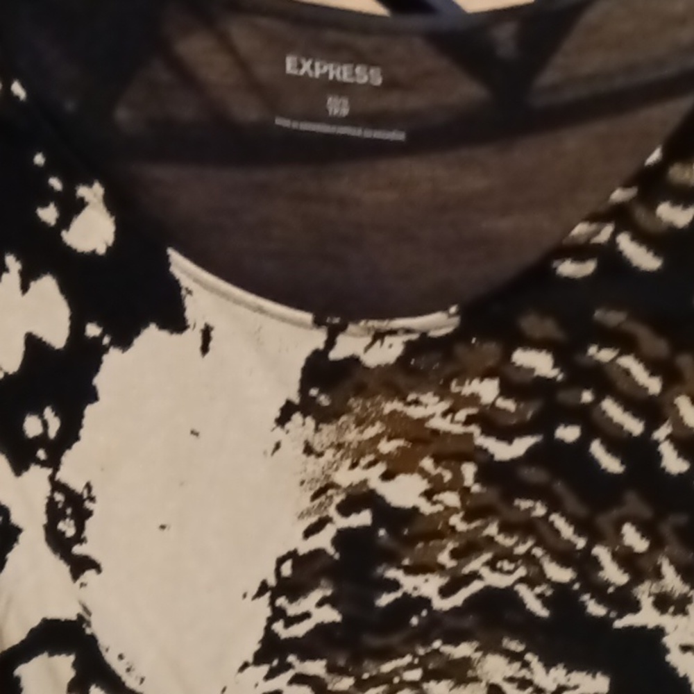 Nwt Express Black Multi-Colored Asymmetrical Desi… - image 1